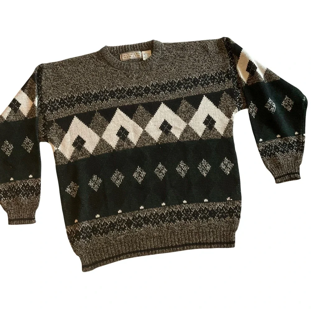 Michael Gerald Sweater Mens XL Argyle Diamond‎ Pattern Knit Pullover